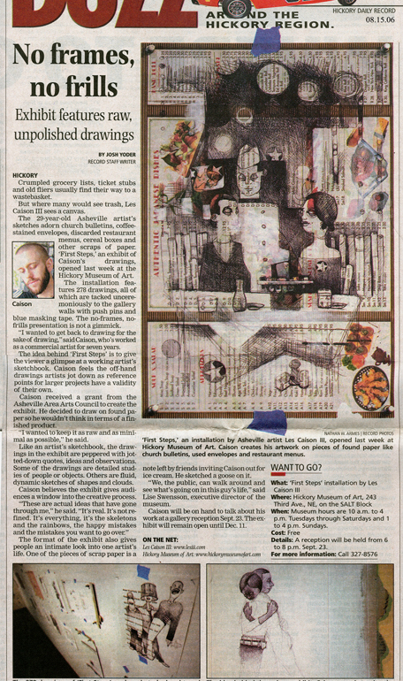 Newspaper front page featuring Les III's First Steps solo exhibition. 